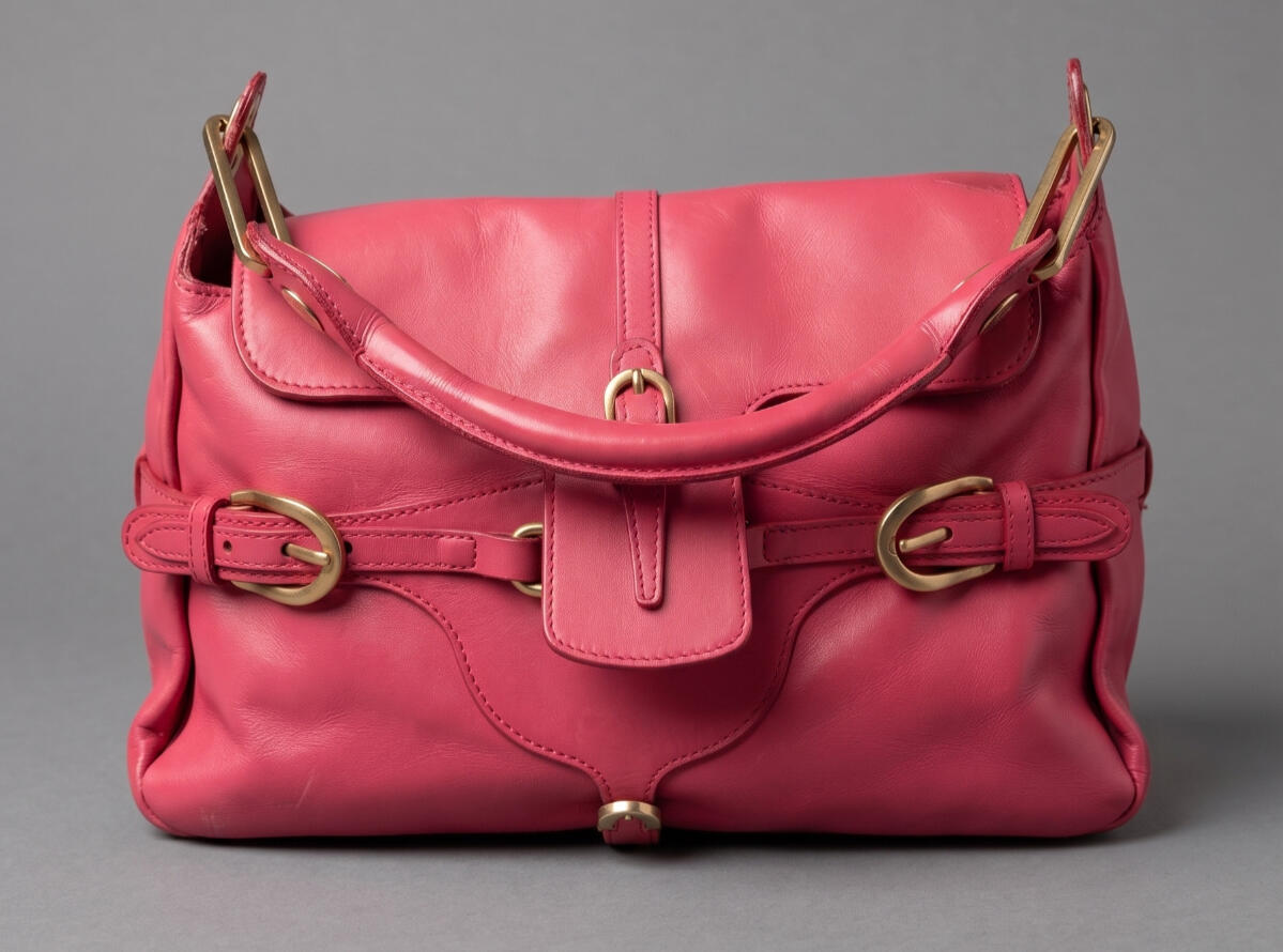 Fuchsia pink grainy leather Jimmy Choo Rosalie satchel